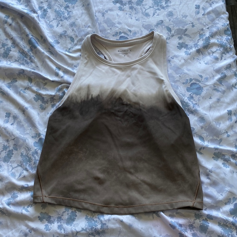 Athleta sports top, dark green and white